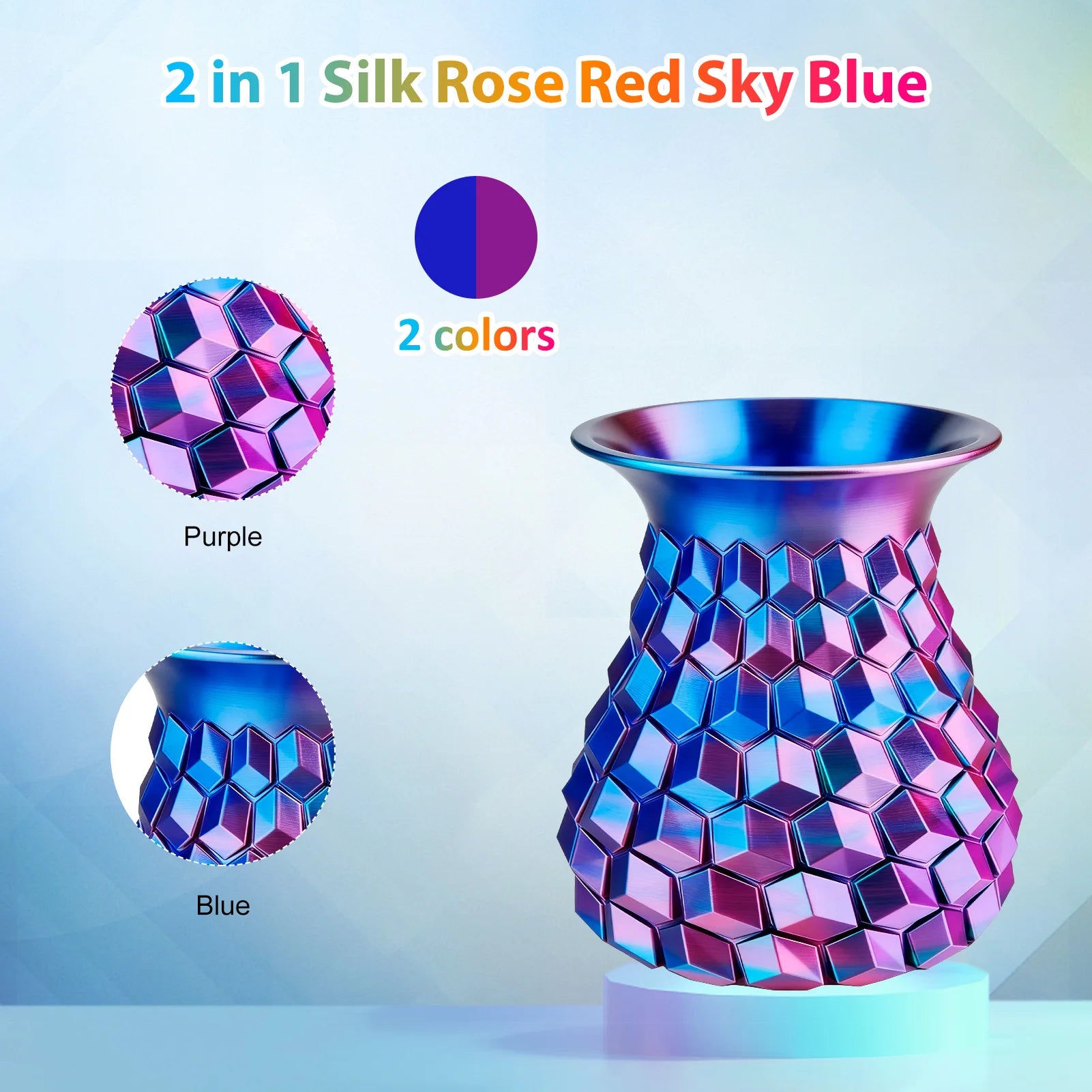 Silk PLA Filament 1.75mm Dual Color Blue Purple, 3D Printer Filament , 250g Spool(0.55lbs) Fits for Most FDM 3D Printers