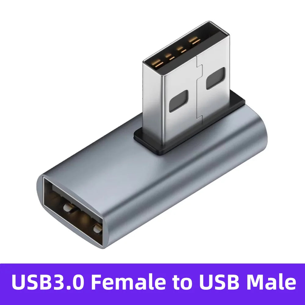 90 Degree USB 3.0 Male to Female Right Angle Extension Adapter USB Upward Elbow Adapter 10Gbps For Laptop PC Connector Converte