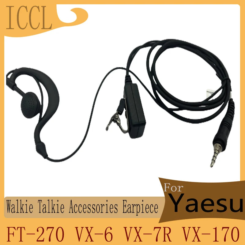 3.5mm Earpiece for Yaesu FT-270 VX-6 VX-7R VX-170 HT Standard Horizon HX400 HX750S HX890 Radio with Mic PTT Headset Waterproof