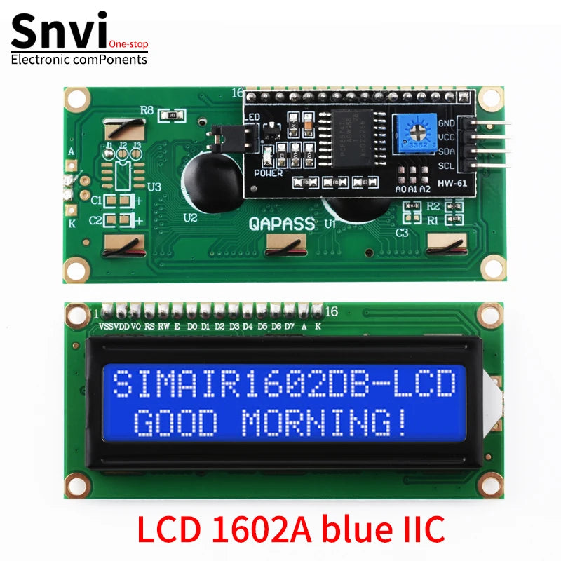 Snvi LCD1602 1602A LCD Display Module 16x2 Character Blue Yellow Green Gray Screen PCF8574 I2C IIC Interface 5V for Arduino