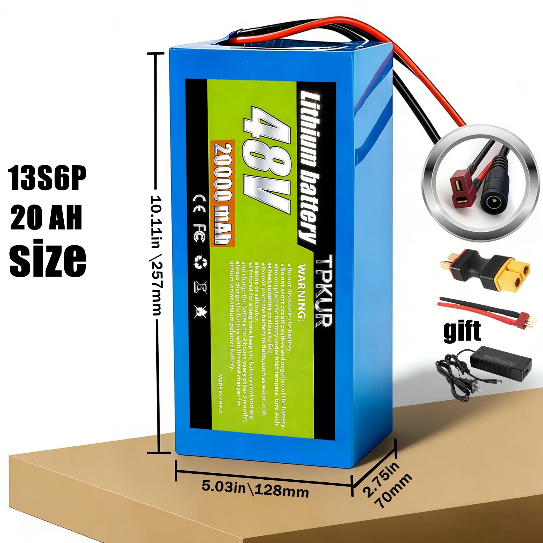 TPKUR 48V Rechargeable Lithium Battery 10Ah 12Ah 18Ah 20Ah 18650 with BMS Suitable for Electric Scoote Motor System