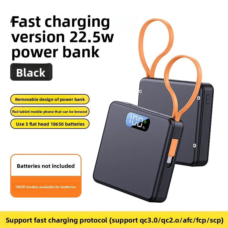 3 Slots 18650 Battery Box DIY Power Bank Charger Shell Fast Charging Case With Charge Cable Mini Solderless Power Supply Housing