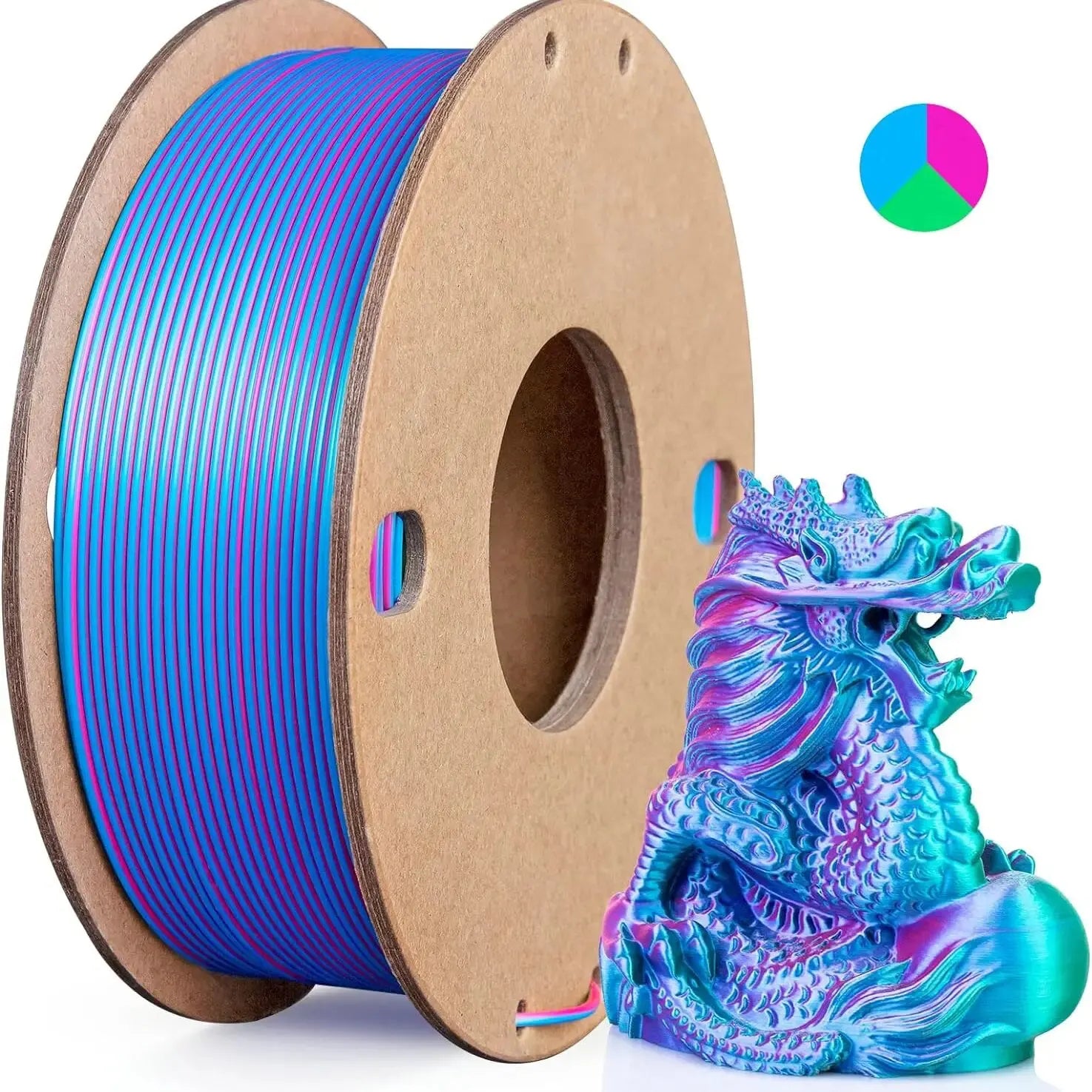 Multicolor 3D Printer Filament,Dual/Tri/Twist/Magic Color 1.75mm PLA Shiny Printing Filament,250g(0.55lbs) Fit FDM 3D Printer