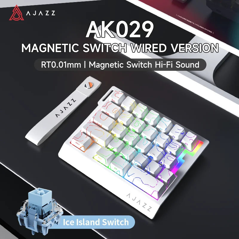 AK029 Wired Gaming Keyboard, 20 RGB Modes, 29 Keys, Hot-Swappable, Aluminum Panel