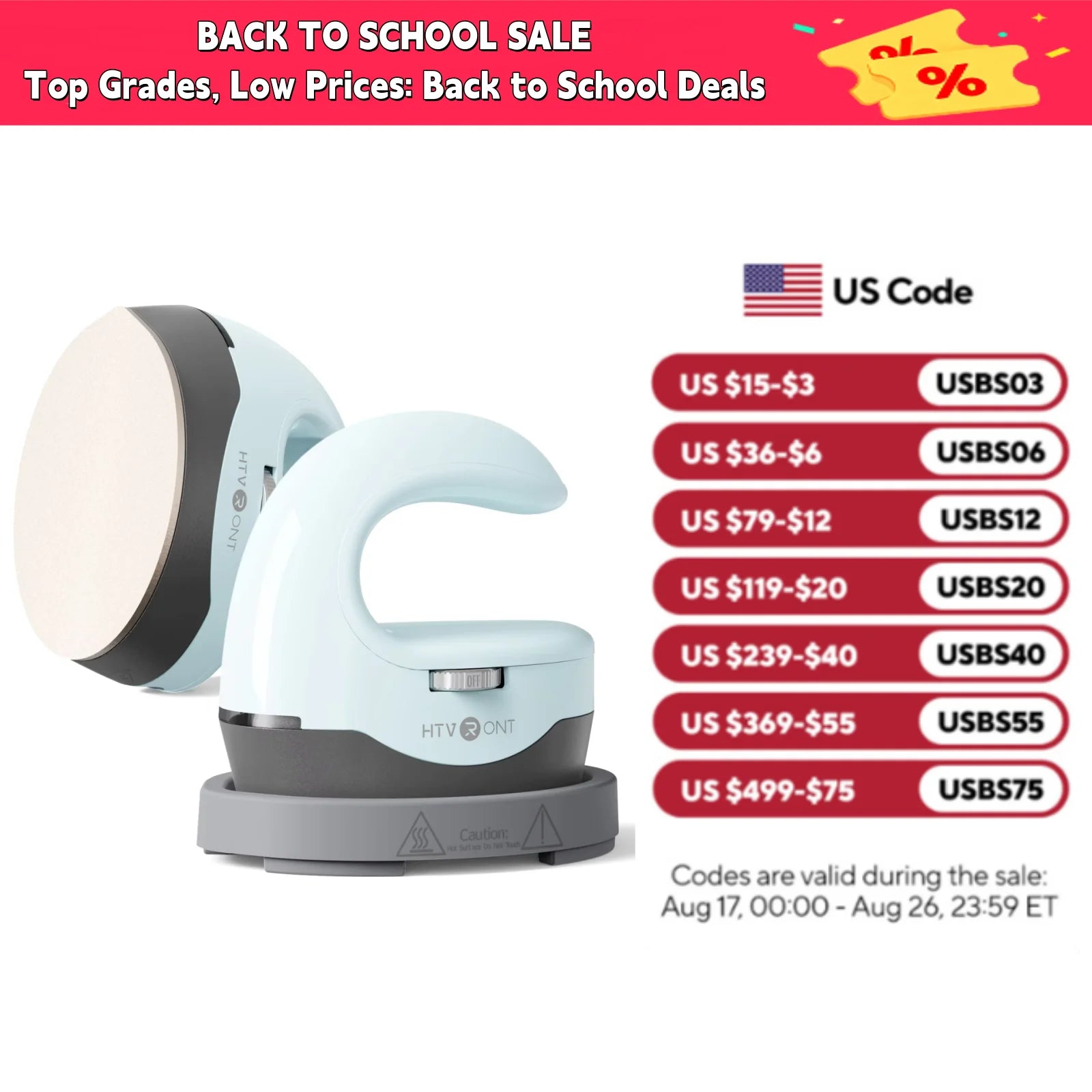 HTVRONT Heat Press H1 Mini Heat Press Machine Small Heat Press Portable Iron Press Machine for T Shirts, Hats, Heating Transfer