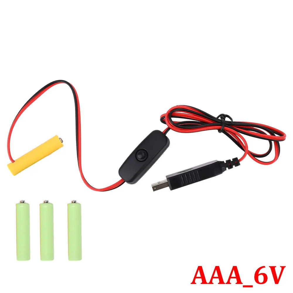 Universal 3/4.5/6V AA AAA Battery USB Power Supply Replaced AA/AAA Battery Replacement Cable for Clock Toy Light LED With Switch