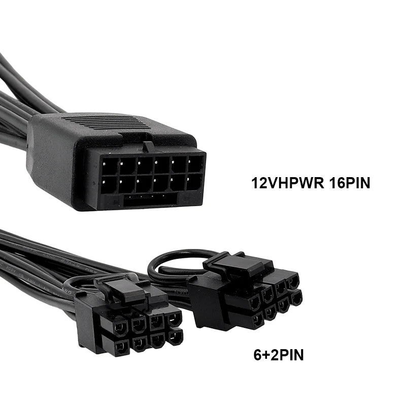 RGEEK 15cm 12VHPWR Graphics Card Cable Double 8PIN to 16PIN (12+4Pin) GPU Extension Power Splitter Adapter Cable for PC Desktop