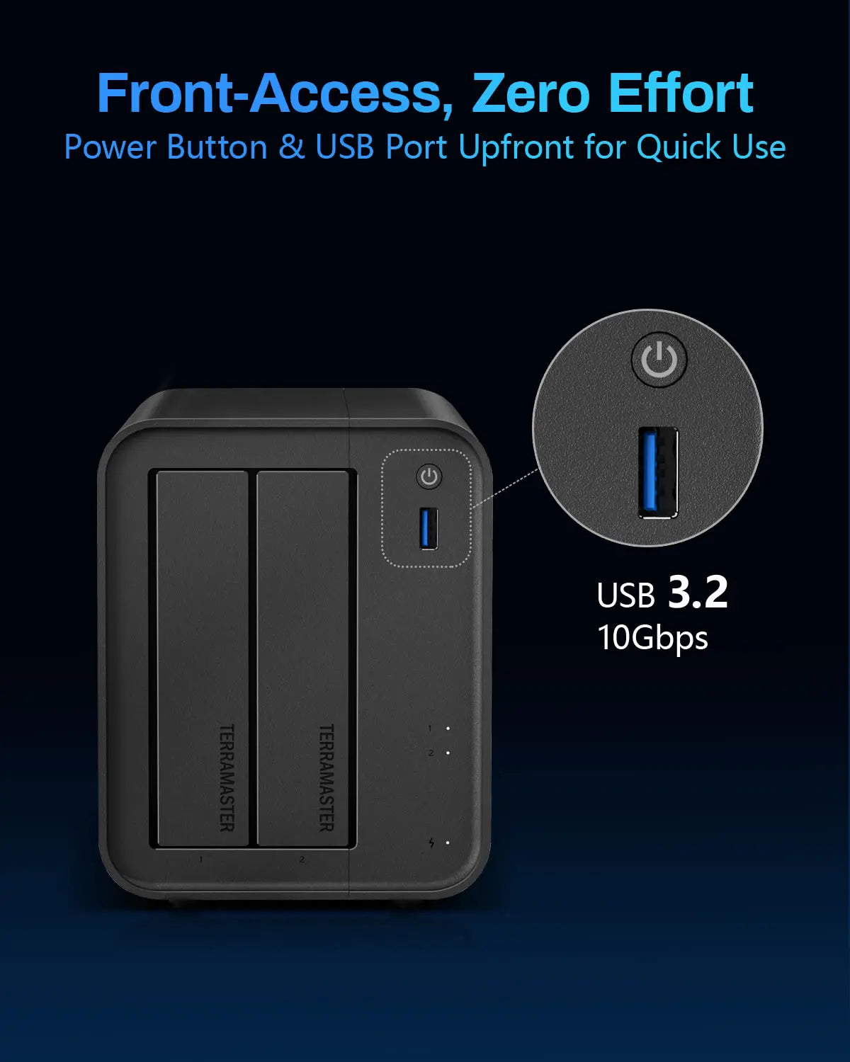 TERRAMASTER F2-425 2-Bay NAS Storage –Intel x86 Quad-Core CPU, 4GB RAM, Network Attached Storage (Diskless)