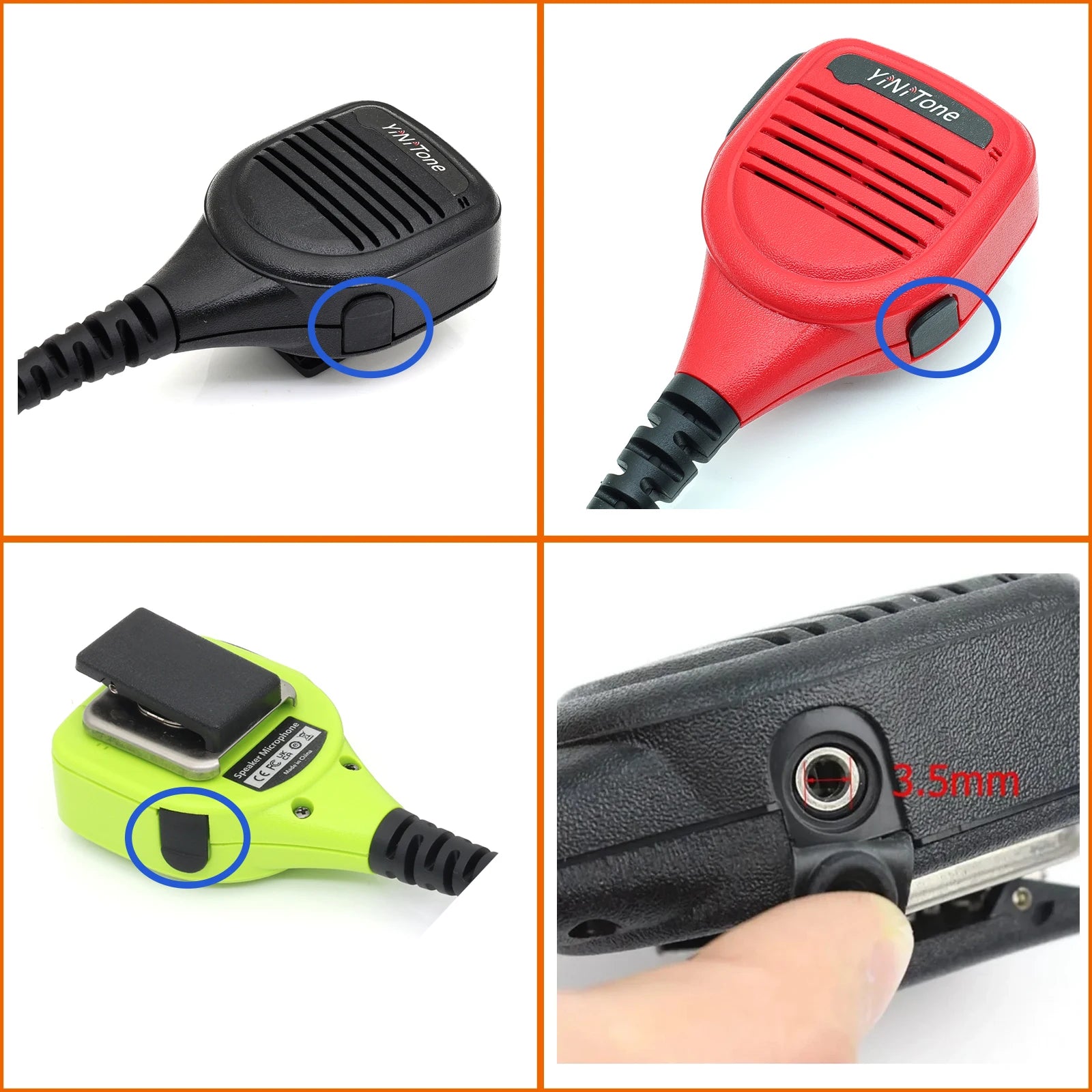 YiNiTone PMMN4013A TK 2Pin Radio Speaker Microphones with 3.5mm Audio Jack For Baofeng UV-5R BF-888S Quansheng Kenwood