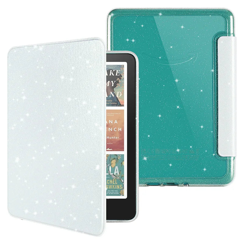 Glitter Case for 6"Kindle (11th Gen 2022/2024) - Clear Acrylic Back, Full-Body Shockproof, Auto Wake & Sleep, Kindle Accessories
