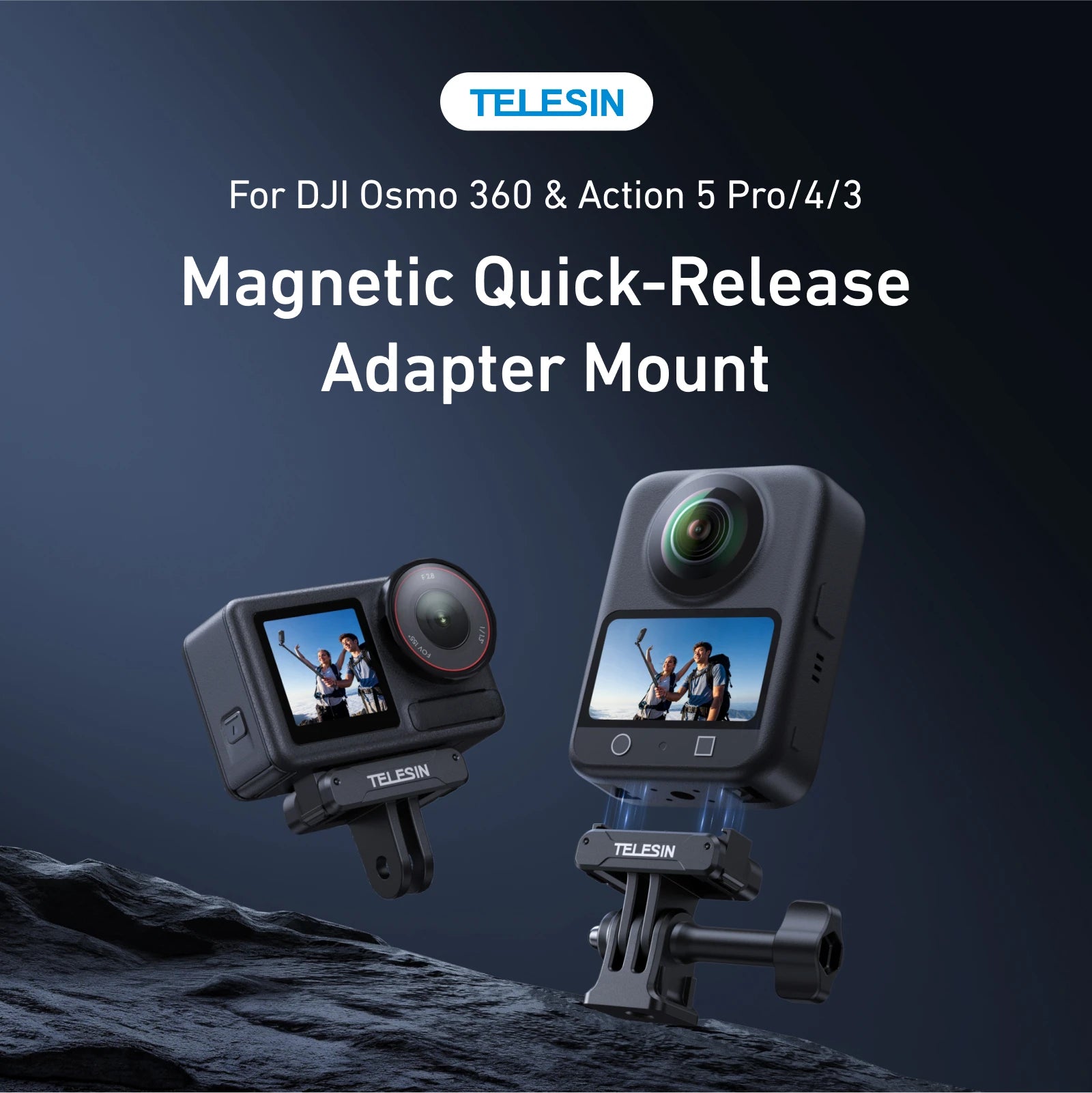 TELESIN Magnetic Two Claw Adapter Action Camera Accessories For DJI OSMO 360 Qucik Release Aluminium Alloy Dual Claw Interface