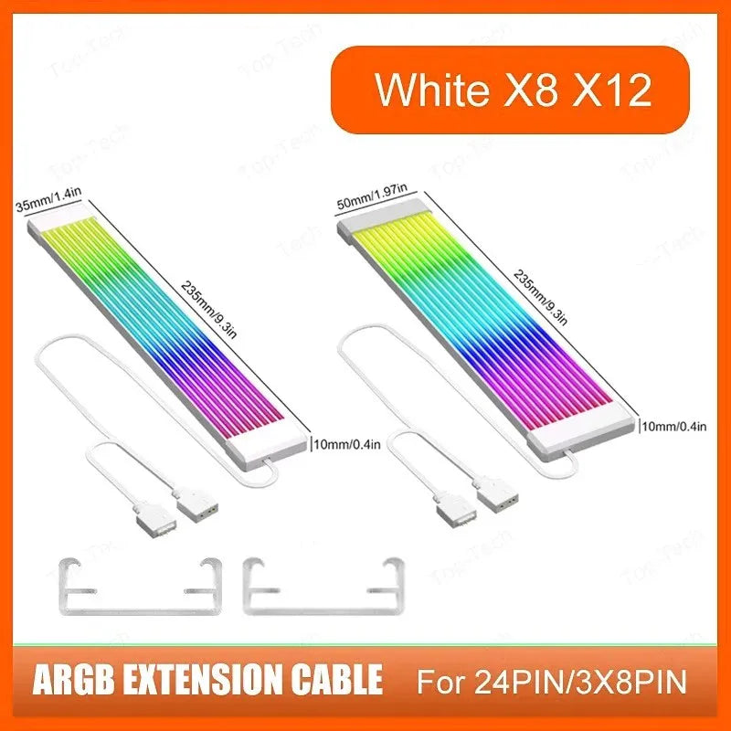 Suitable for Power Cables, Pc Rgb Light Strip, Pc Rgb Gpu 5V 3Pin Argb Synchronized Pc Extension Cable, Compatible with 6-Pin, 8-Pin, 12-Pin, 16-Pin, 24-Pin