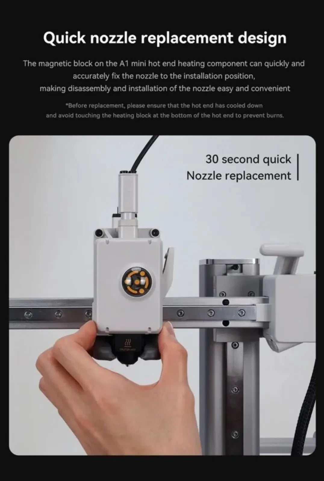 Hotend Kit For Bambu Lab A1/A1 Mini/A2L Fast Speed Hot End Assembly 0.2/0.4/0.6/0.8mm Hardened steel Nozzle 3D Printer Part