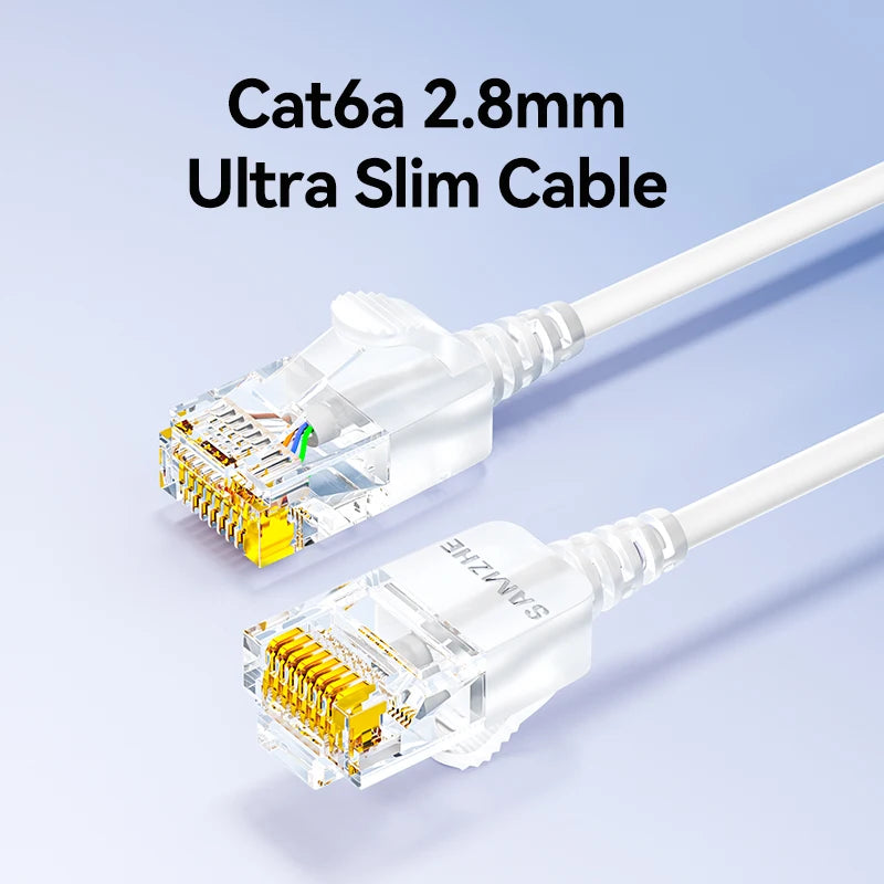 SAMZHE Slim Cat6A RJ45 Internet Cable High Speed 10Gbps 31AWG Pure Copper Wire Core Network LAN Computer Patch Cable For PC