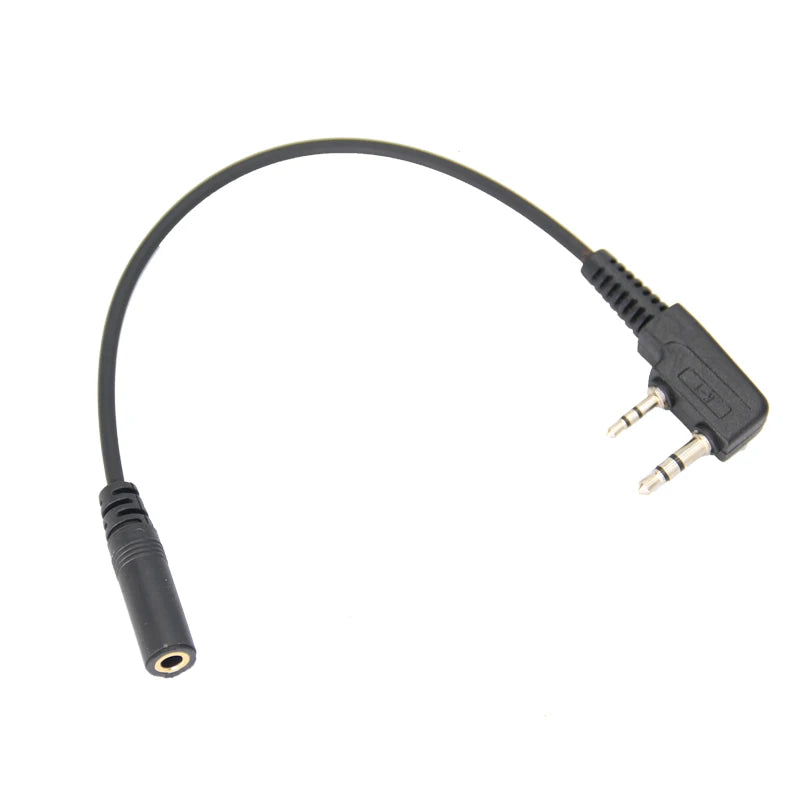 2Pin K-Type Headset Connector  to 3.5mm jack mobile phone headset, audio cable for Baofeng UV-5R TYT Wouxun Kenwood Radio