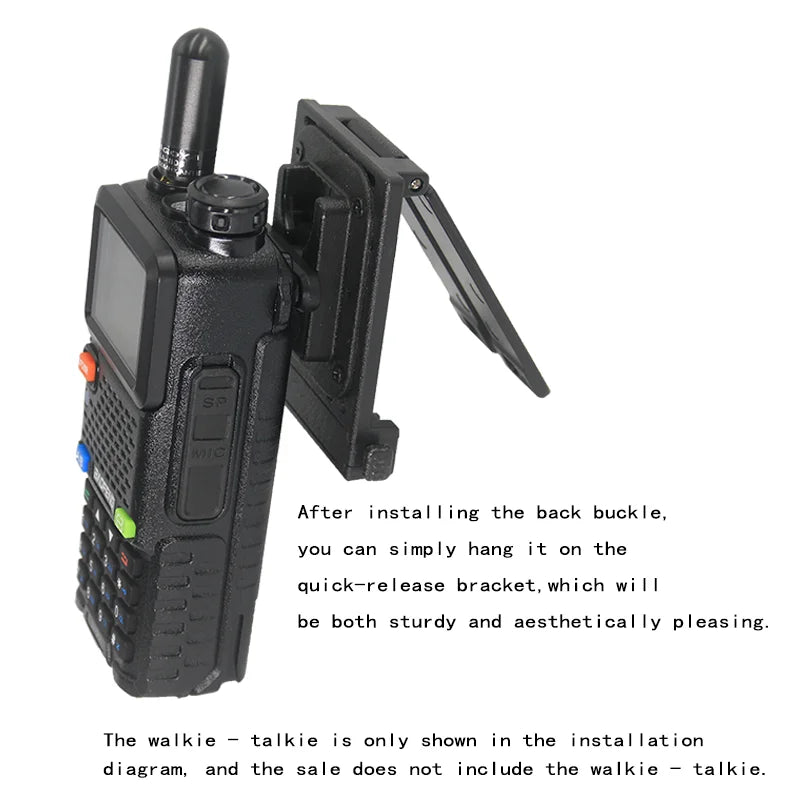 Tactical belt bracket for walkie-talkies, Handset modified with back clip, quick-release MOLLE dual-slot clip-style waist Clamp