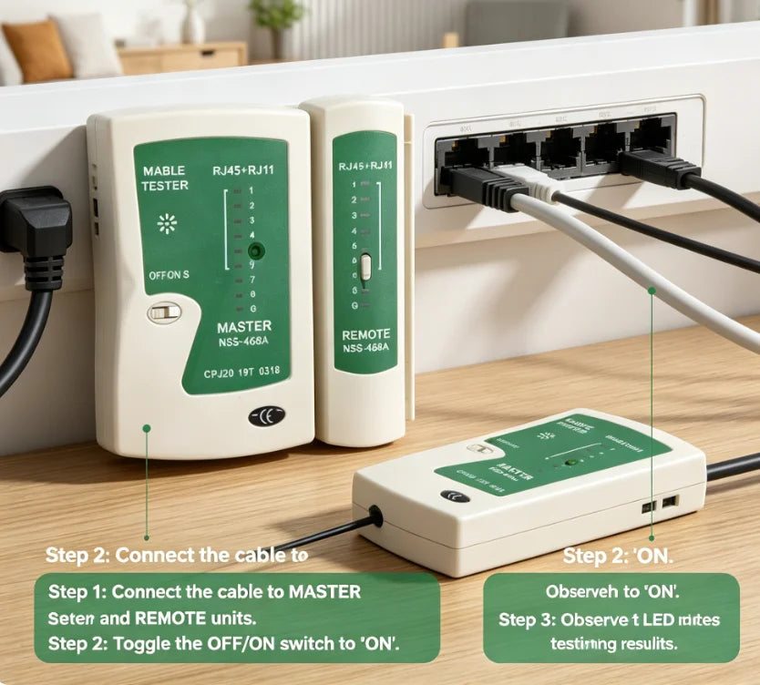 Network Cable Tester RJ45 Ethernet Cable Tester Lan Test Tool For Cat5 Cat6 CAT7 8P 6P LAN Cable And RJ11 Telephone Cable