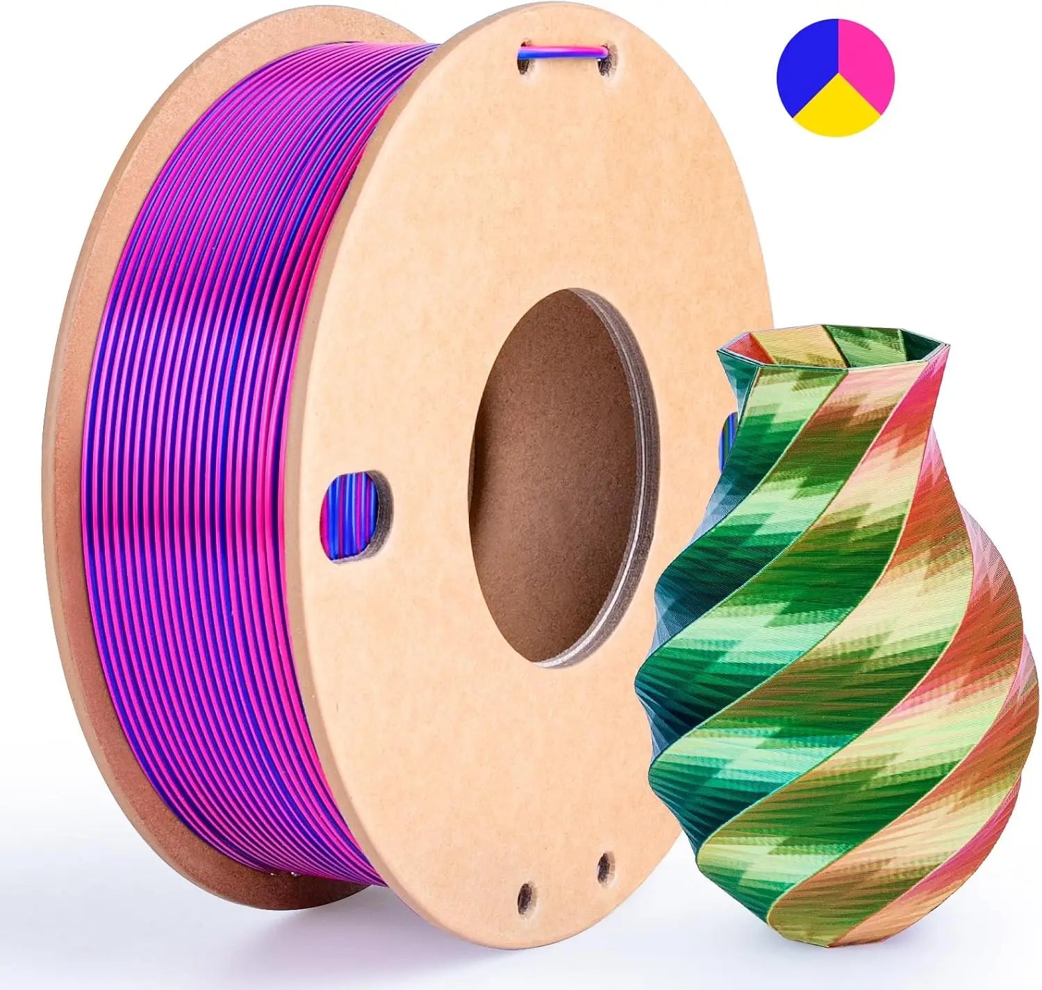 Multicolor 3D Printer Filament,Dual/Tri/Twist/Magic Color 1.75mm PLA Shiny Printing Filament,250g(0.55lbs) Fit FDM 3D Printer