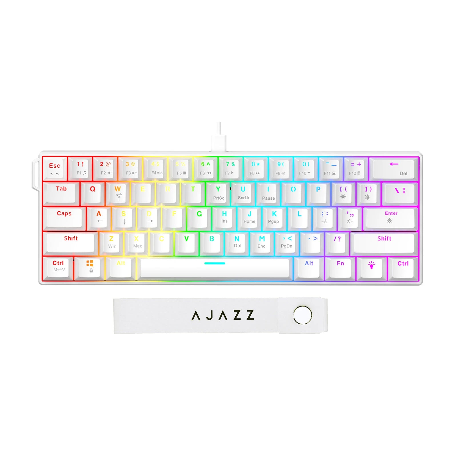 AJAZZ NK61 Wired Mechanical Keyboard, Mixed Backlight, Compact Mini Layout, Detachable USB-C Cable, Keycap Puller Included