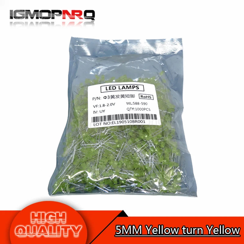 1000pcs blue green red yellow white 3mm led light-emitting diodes