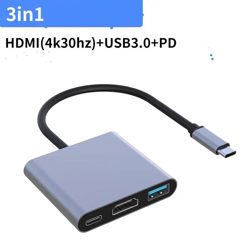 4K TYPE C to HDMI-Compatible Adapter USB3.1/3.0 Hub Type C Charging Converter for Samsung S23 Ultra Huawei Xiaomi Laptop Macbook