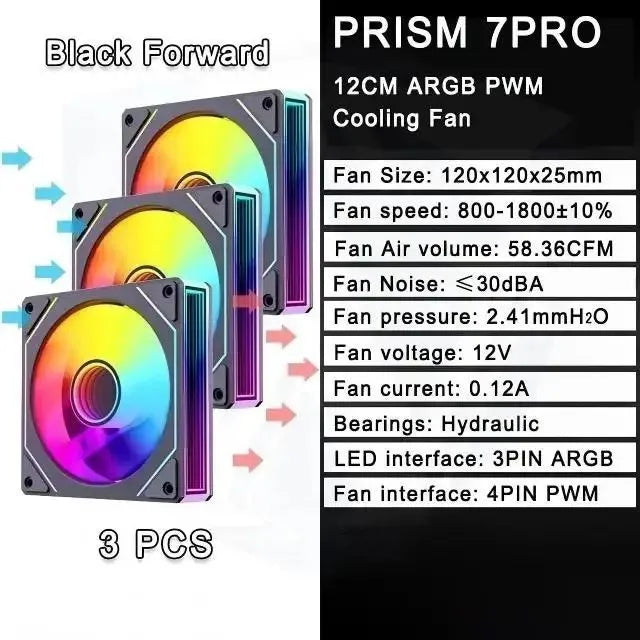 PRISM 4 RS 12cm ARGB 4 Pin Computer Case Fan Quiet Cooling 12V Large Air Volume 1200RPM for Desktop Gaming PC Build