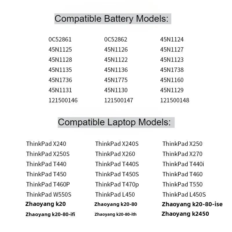 X240 Laptop Battery for Lenovo ThinkPad X240 T440S T440 X250 X260 X270 T450S T460 T450S T450 T550 T560 45N1126 45N1127 3/6cells