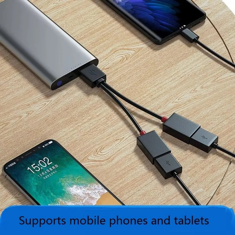 1 In 2 Out USB HUB Car Usb Splitter cable Multifunction Adapter Cord Charging Cable for iphone Xiaomi Huawei  smart phone