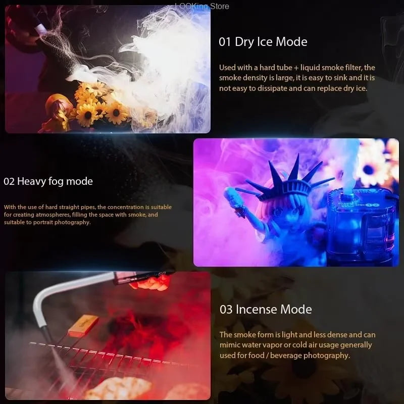 LENSGO Smoke GO 30W Handheld Fog Machine Portable Smoke Dry Ice Smoke Effect Fog Machine for Short Video