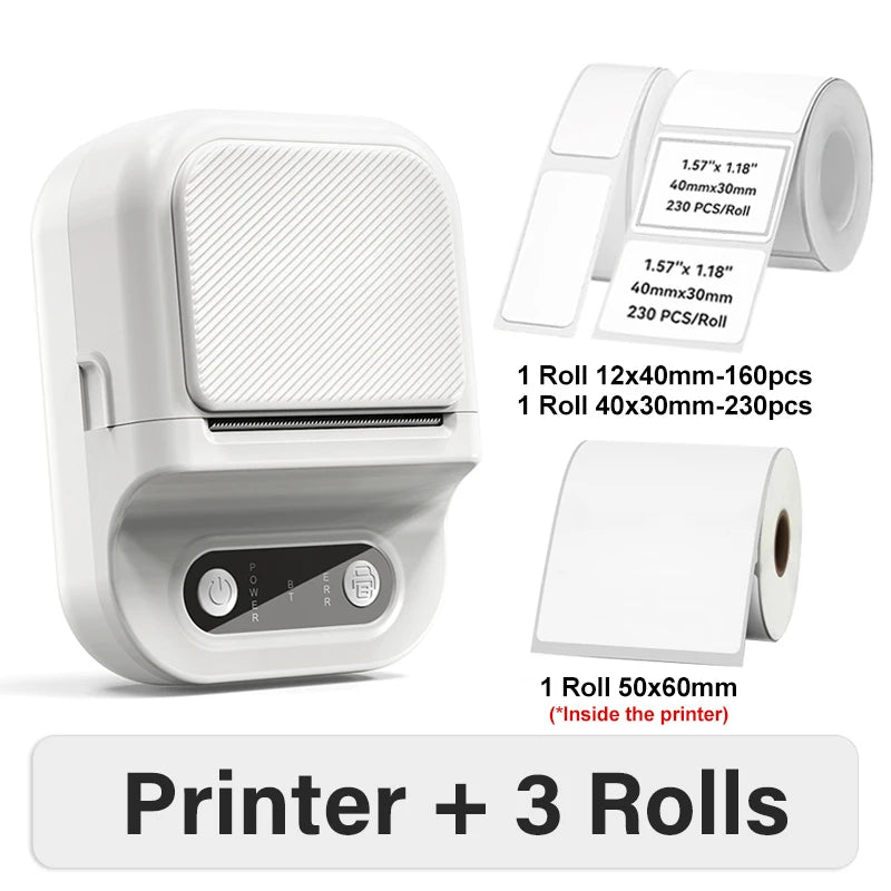 Support 12-57mm Width Mini Thermal Label Printer Self-adhesive Paper Portable Inkless Printer Bluetooth Sticker Tag Label Maker