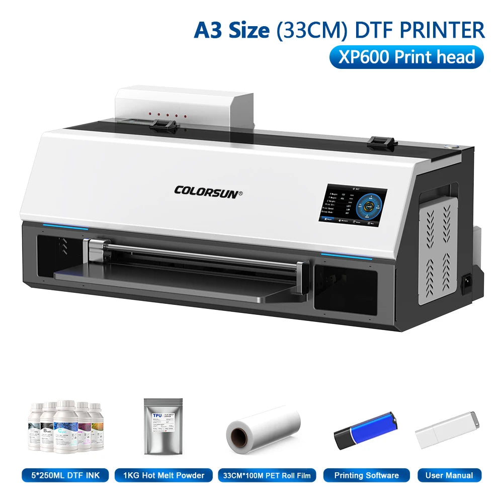 Colorsun DTF Printer For Epson L800/R1390/XP600 Impressora A3/A4 DTF T-Shirt Printers For T-Shirt Hoodies Cloth all Fabric