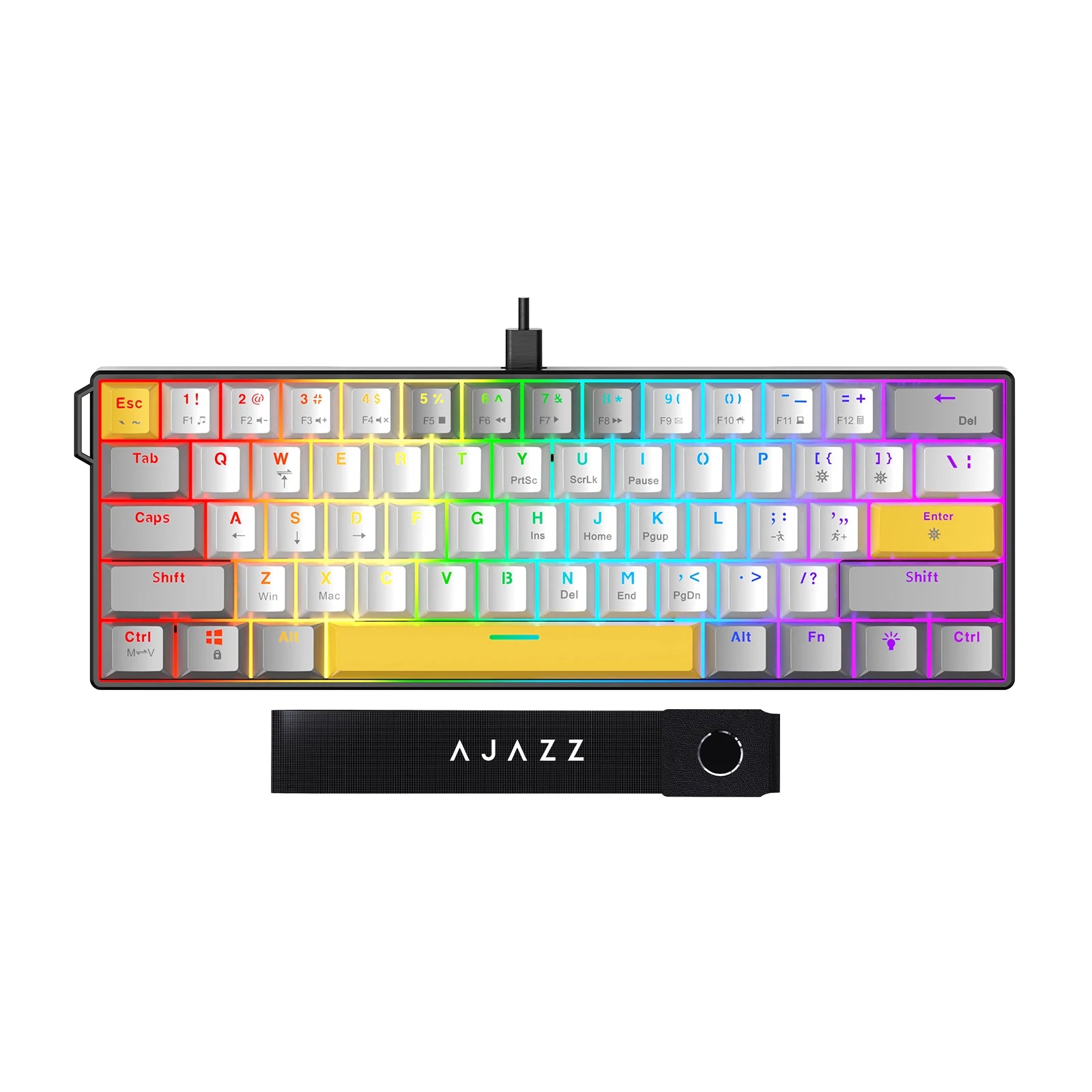 AJAZZ NK61 Wired Mechanical Keyboard, Mixed Backlight, Compact Mini Layout, Detachable USB-C Cable, Keycap Puller Included