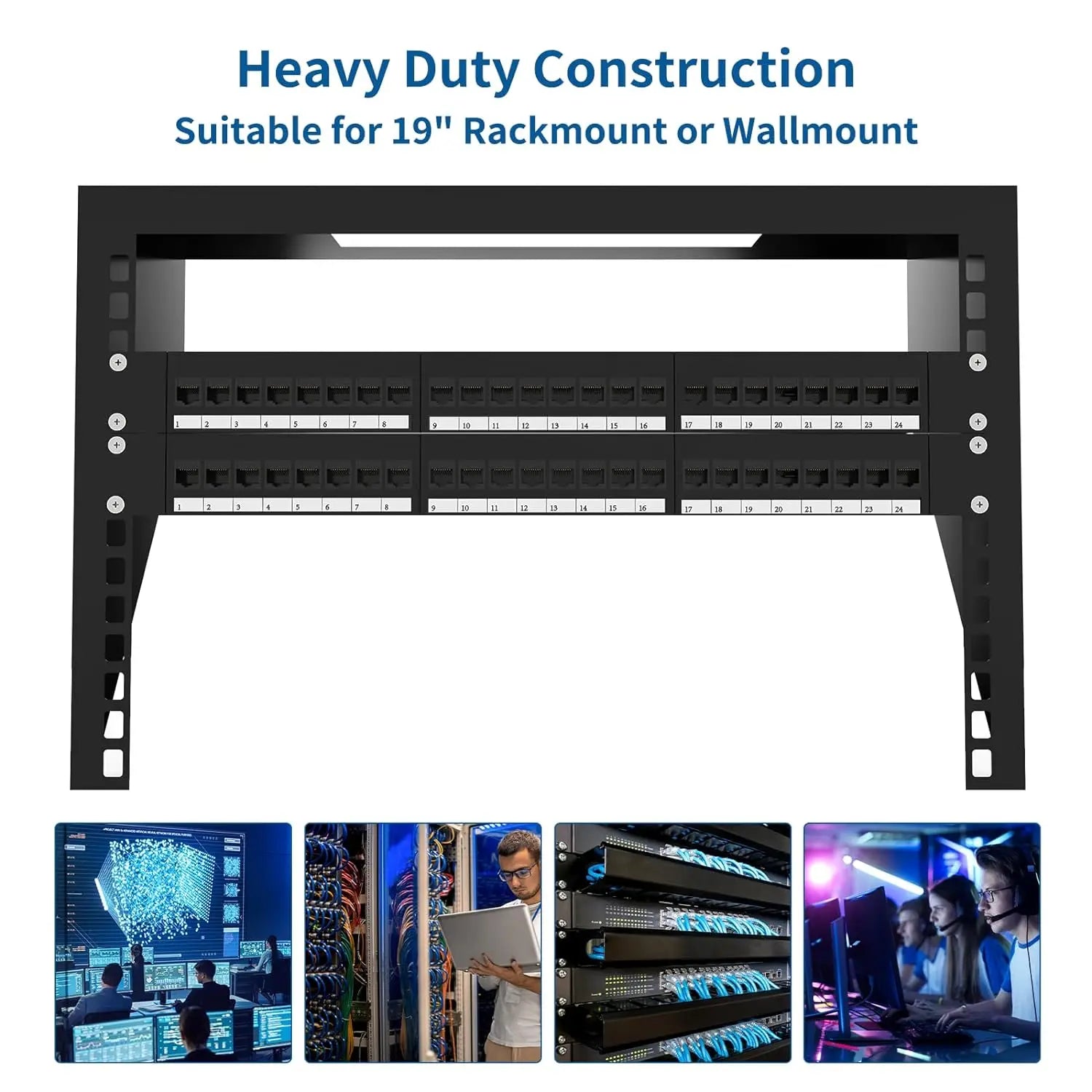 Natalink Patch Panel 24 Port Cat6 with Coupler Keystone Back Bar 19 Inch 1U Ethernet RJ45 Network Rackmount Coupler Patch Panel