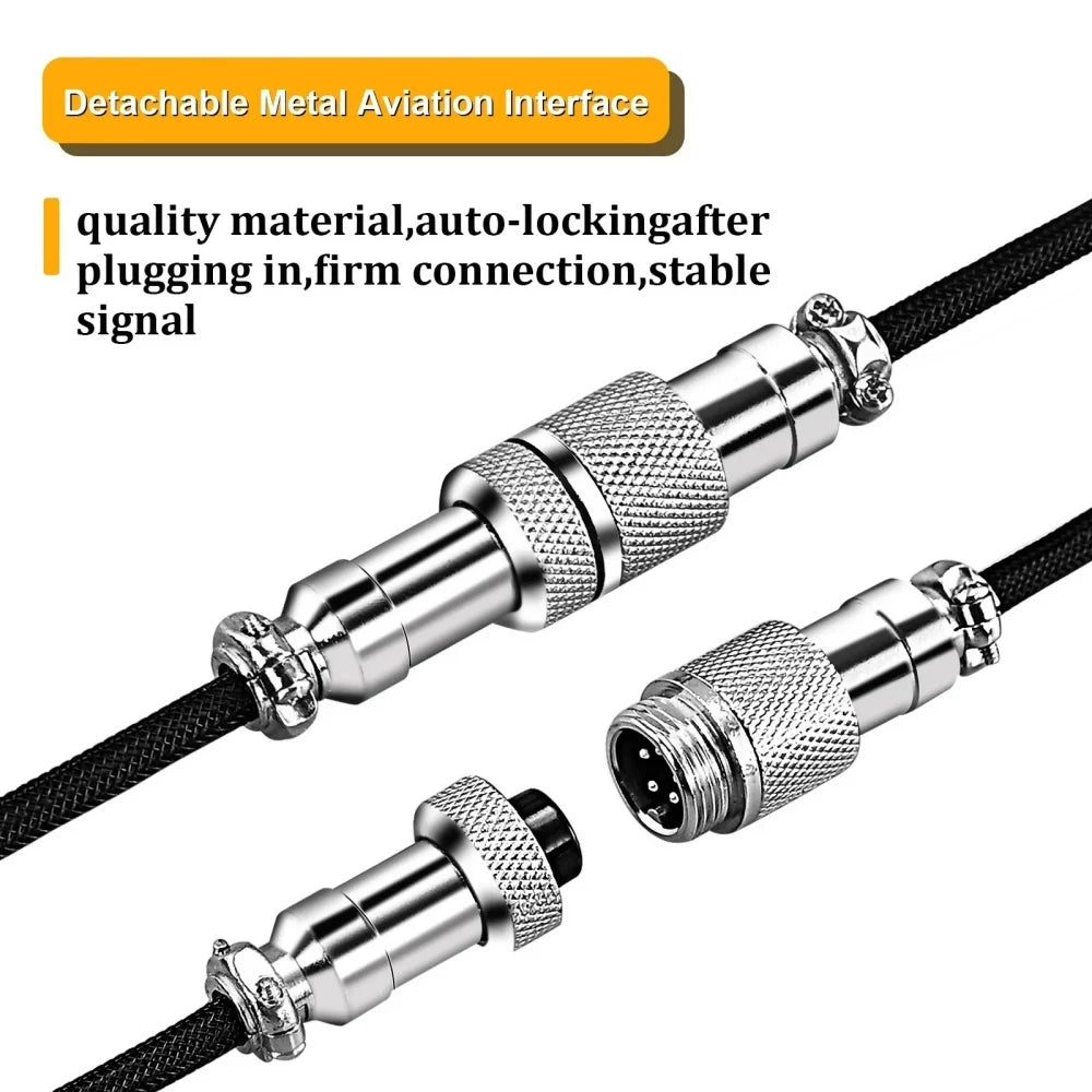 USB Type C Mechanical Keyboard Coiled Cable Hardware Linker Computer Aviation Mechanical Cable Spiral Gaming USB Keyboard Cable