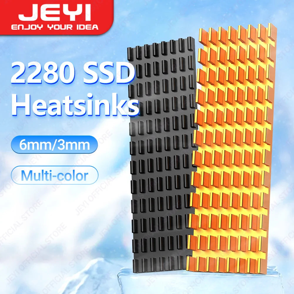 JEYI M.2 SSD Heatsink Aluminum Cooler Multi-version NVMe Radiator with Thermal Pad, Dust Paper for PS5/PC/Laptop M2 2280 SSD
