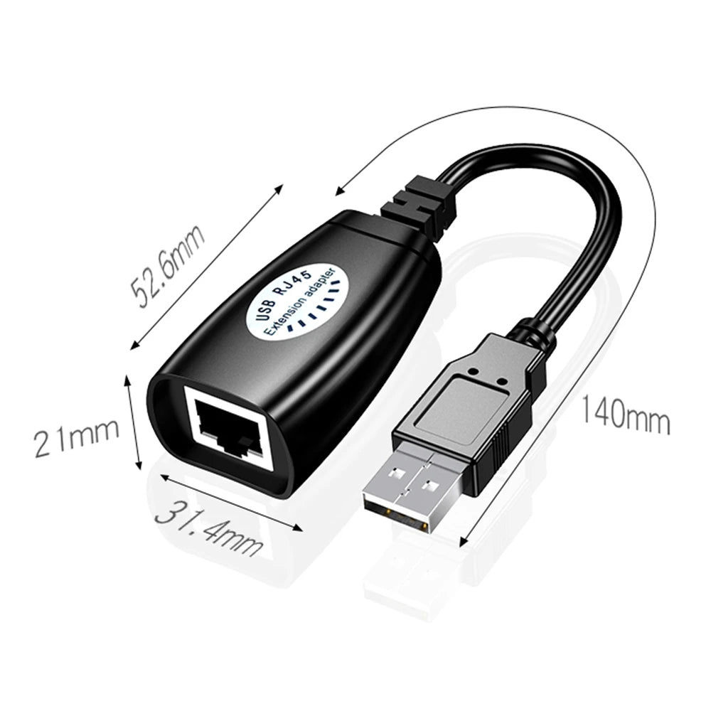 Extension Adapter 1pair USB to RJ45 LAN Cable Extender Over Cat5 RJ45 Cat6 Patch Cord Black Networking Accessories
