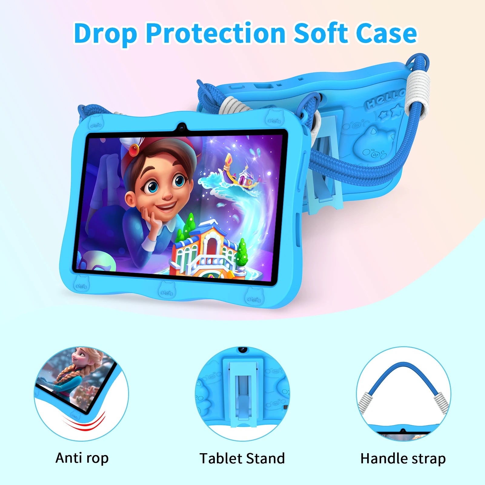 PRITOM 7-inch Tablet for Kids, 8GB(3+5GB expand) RAM + 32GB ROM Android 13Toddler Tablet, Pre-Installed iWawa, Parental Controls, Supports Bluetooth and WiFi
