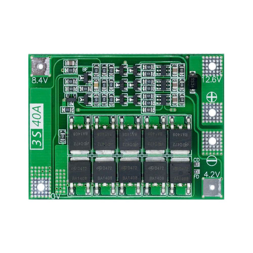 BMS 3S 12V 40A Lithium Battery Protection Board 18650 Lithium Battery Charging Protector Same Port