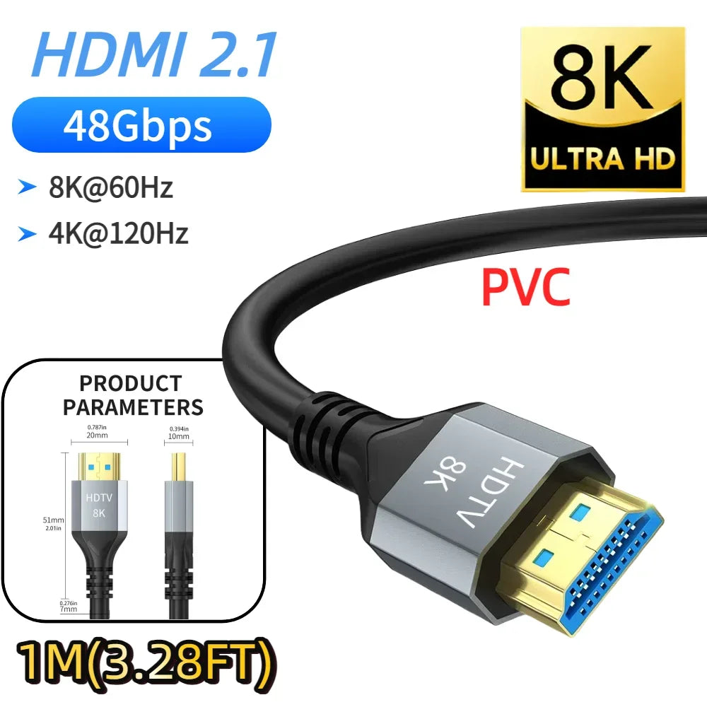 HDMI 2.2/2.1/2.0 Cable Maximum Bandwidth 96Gbps Support 8K@120Hz 4K@240Hz 2K@360Hz LIP Protocol for TV Monitor Game Console
