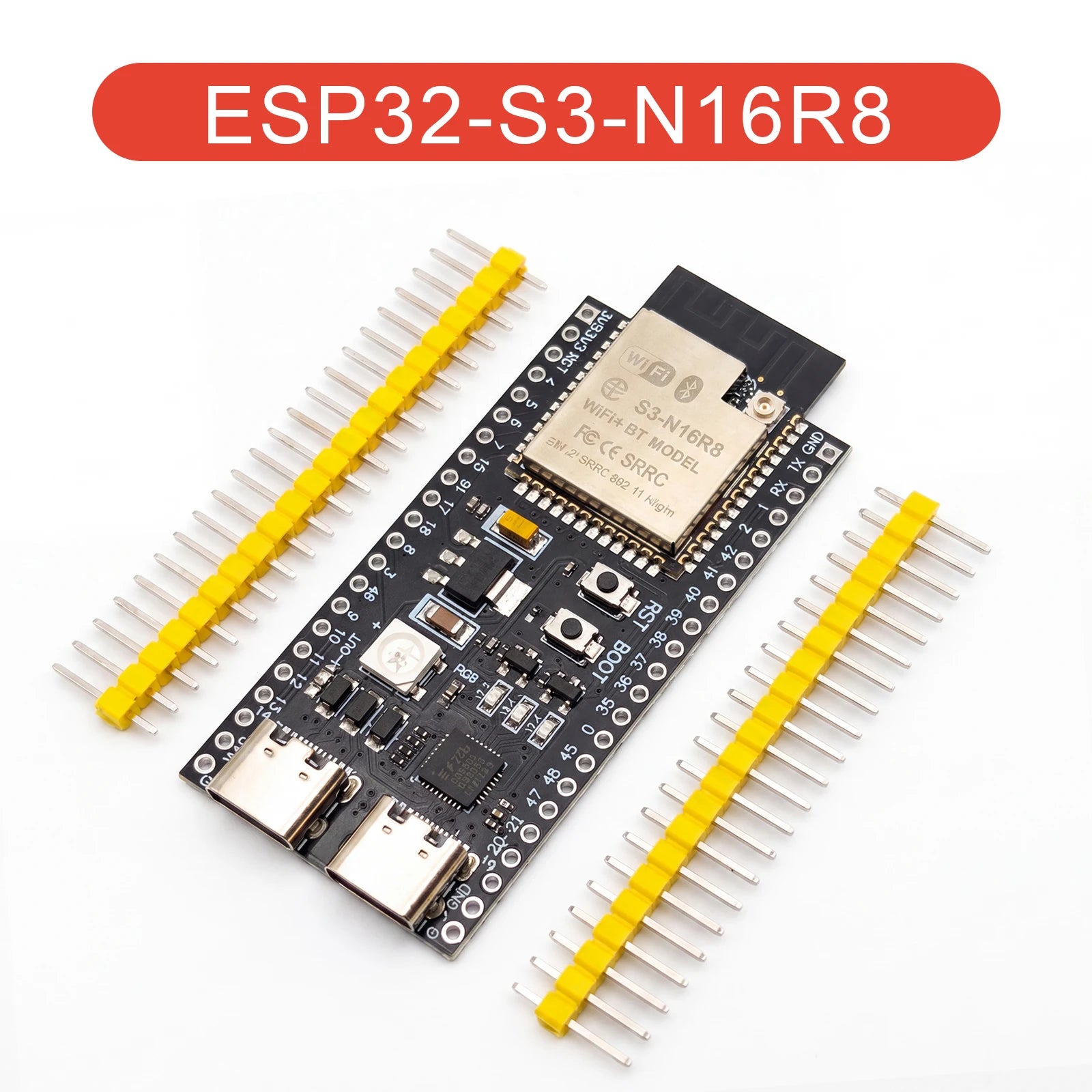 ESP32-S3 Development Board WiFi Bluetooth 5.0 Dual-Core 240MHz N16R8 N8R8 8MB PSRAM Dual USB-C 44PIN Adapter for MicroPython IoT