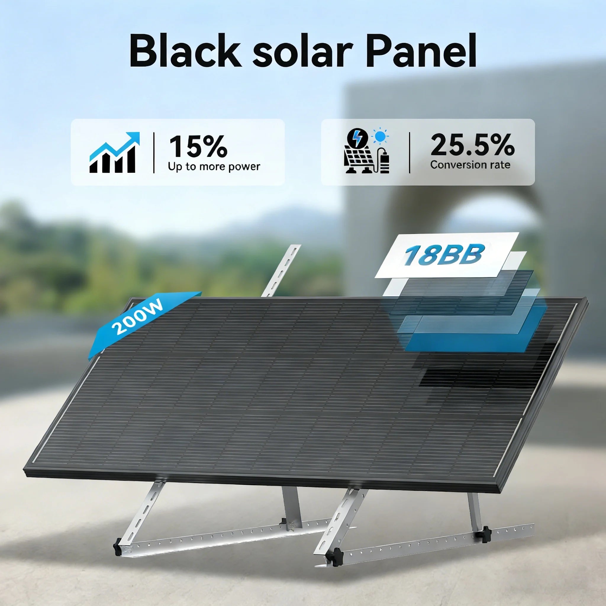 Rvpozwer 200w High Efficiency Black Monocrystalline Solar Panel With Busbar Hidden Technology For RVs Trucks Vehicles Home Power