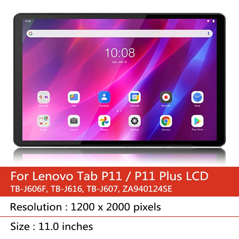 11" LCD Display Touch Screen Digitizer Assembly for Lenovo Tab P11 P11 Plus TB-J606F TB-J606L TB-J606 TB-J616 TB-J607