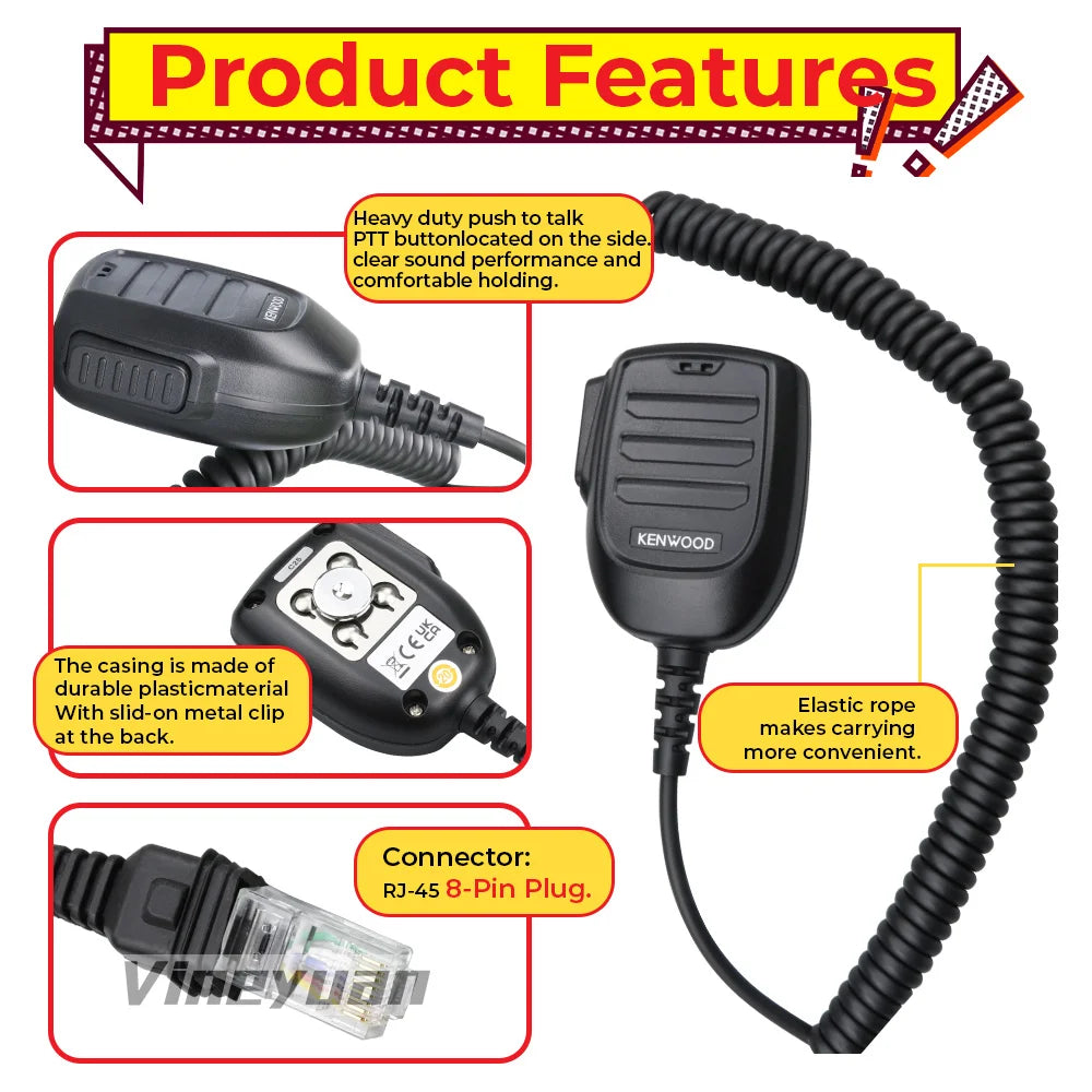 KMC-60 Hand Standard Microphone for KENWOOD NX-740 NX-840 TK-7302 TKD-740 NX-3720 NX-5700 NX-5800 TK-7360 TK-8360 TKD-740  Radio