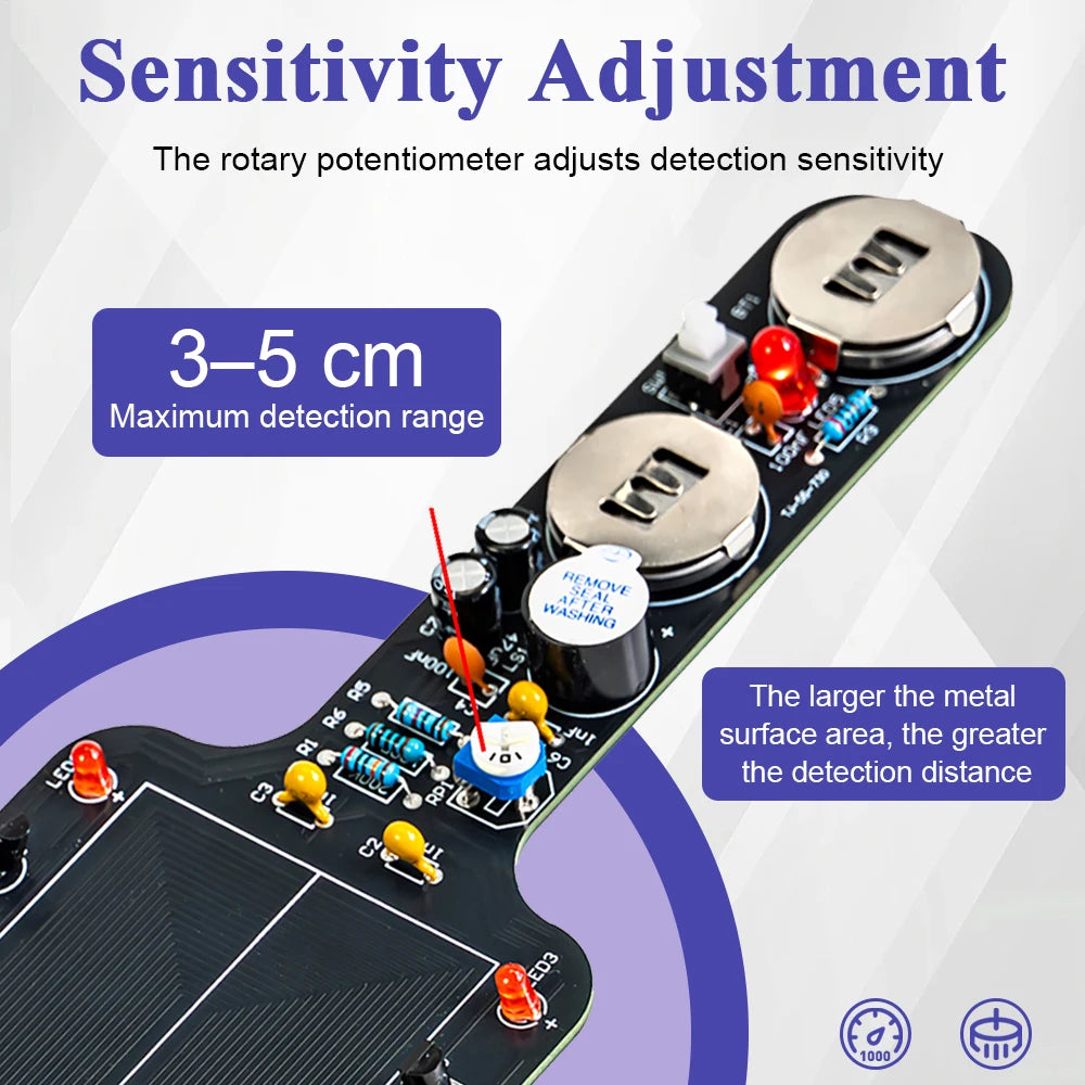 DIY Metal Detector Kit Buzzer Alarm with LED Lights Electronic Soldering Project Circuit Board Building Kit DC6V