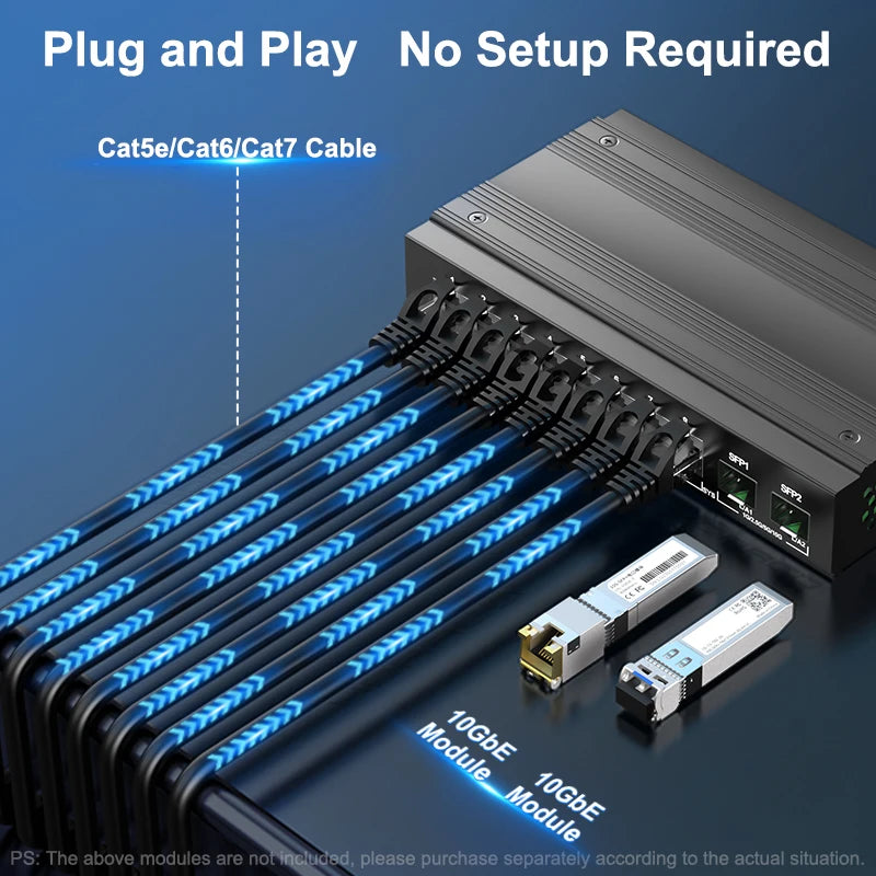 HORACO 2.5G Network Switch 8 Port Ethernet Switch with 2*10G SFP+ Plug and Play Fanless Homelab Switch