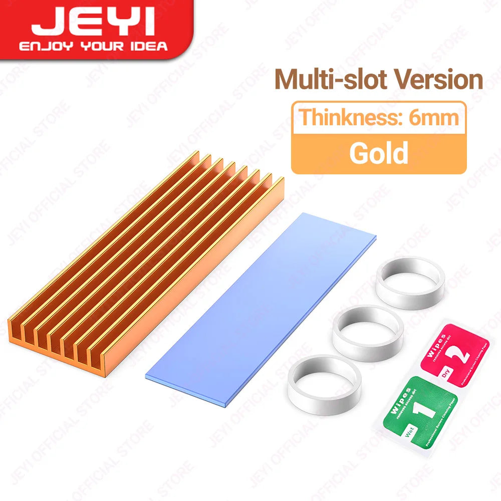 JEYI M.2 SSD Heatsink Aluminum Cooler Multi-version NVMe Radiator with Thermal Pad, Dust Paper for PS5/PC/Laptop M2 2280 SSD
