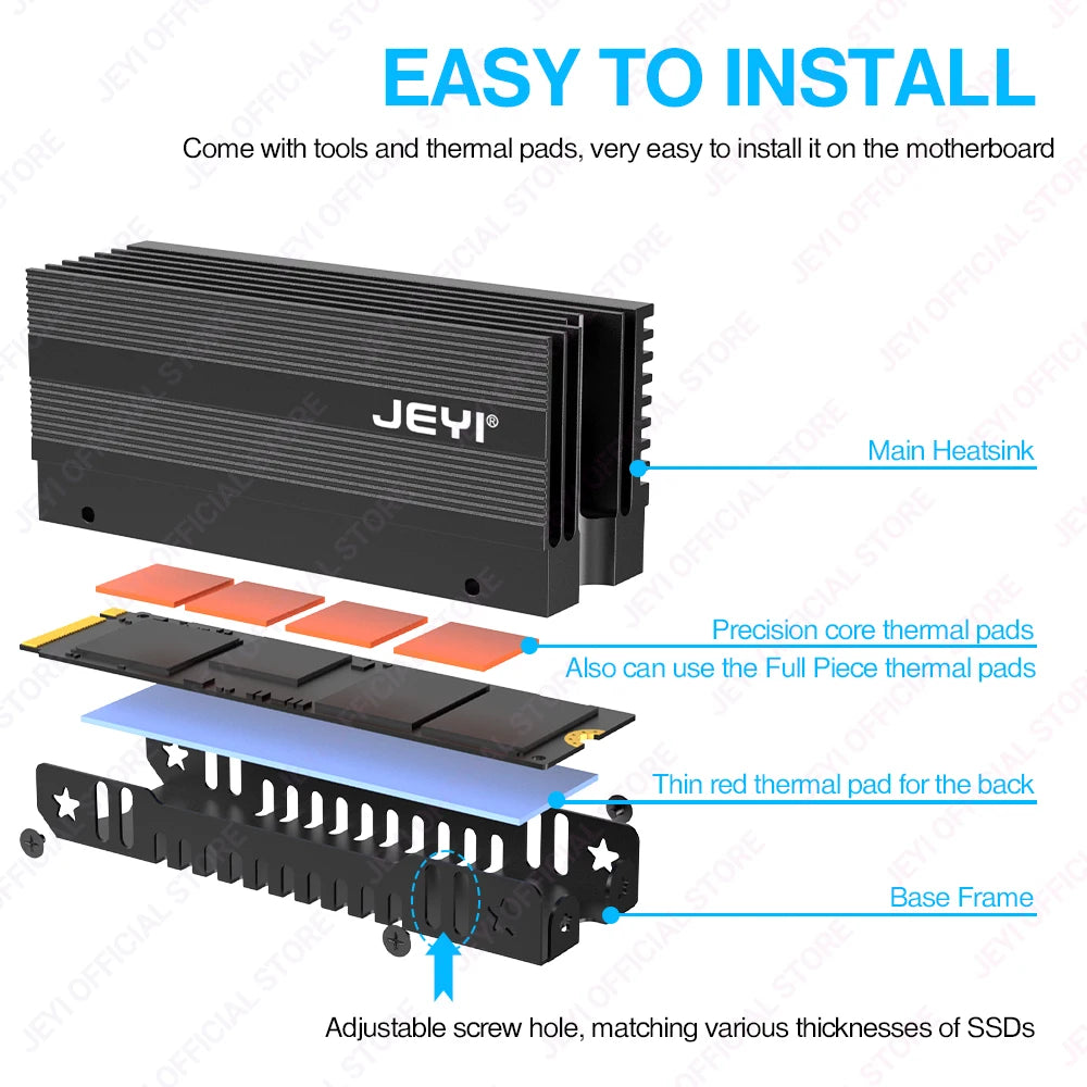 JEYI Cooling Warship Dust-proof Heatsink for M.2 2280 NVME NGFF Aluminum Thermal Cooler with Thermal Conductivity Silicon Wafer