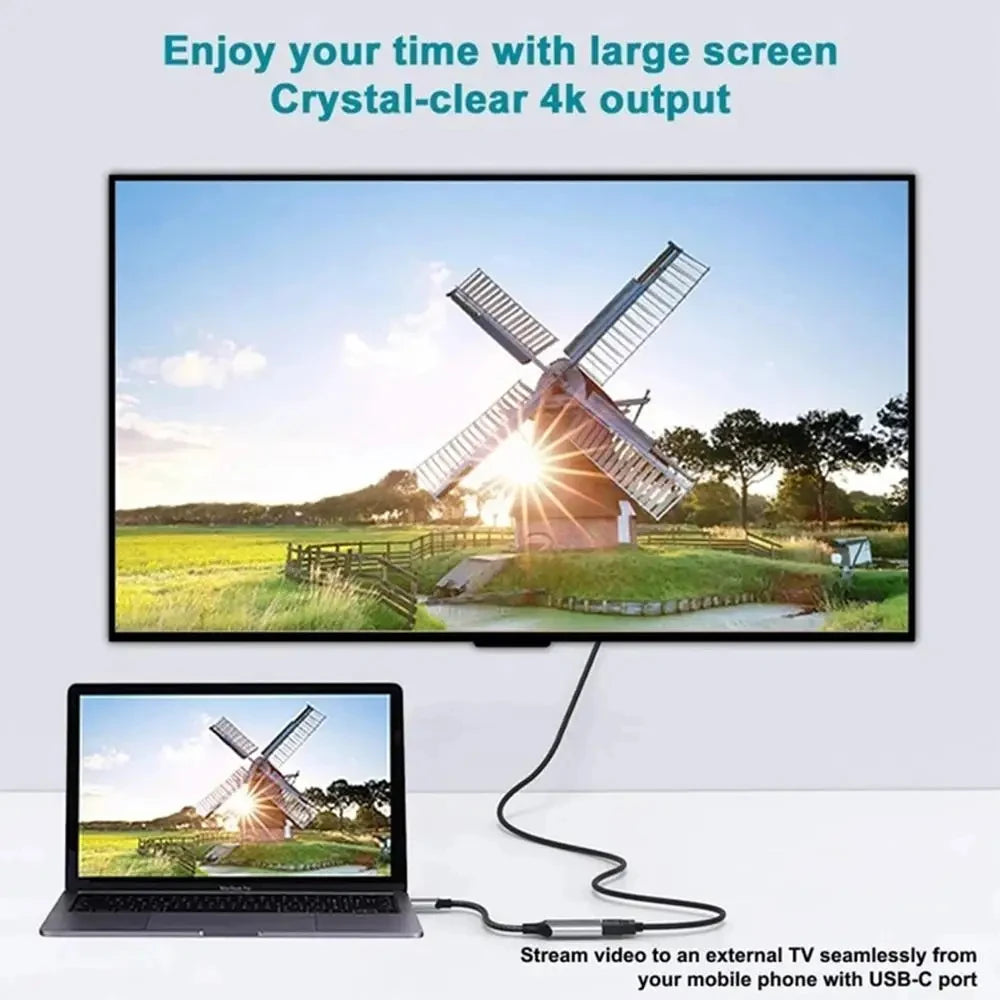 TYPE C to HDMI 8K 4K Adapter USB C USB3.1 Male to HDMI-compatible Female Converter Cable for Laptop Tablet TV MacBook