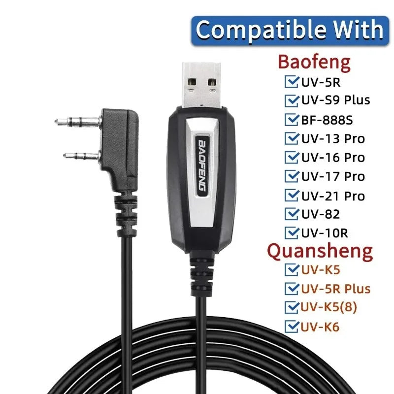 Baofeng USB Programming Cable with Driver CD for UV-5RE UV-5R Pofung UV 5R Uv5r 888S UV-82 UV-10R Two Way Radio Walkie Talkie