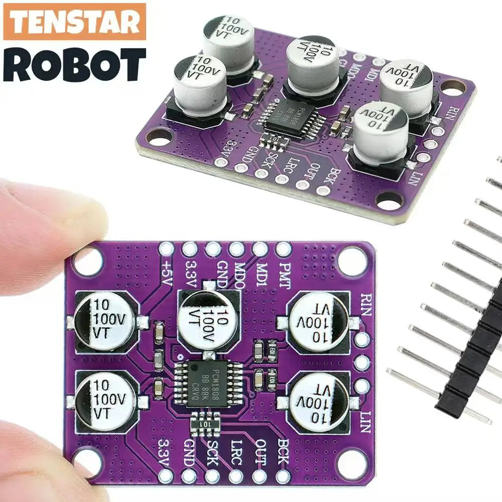 TENSTAR  PCM1808 105dB SNR Audio Stereo ADC Single-Ended Analog-Input Decoder 24bit Amplifier Board Player Module
